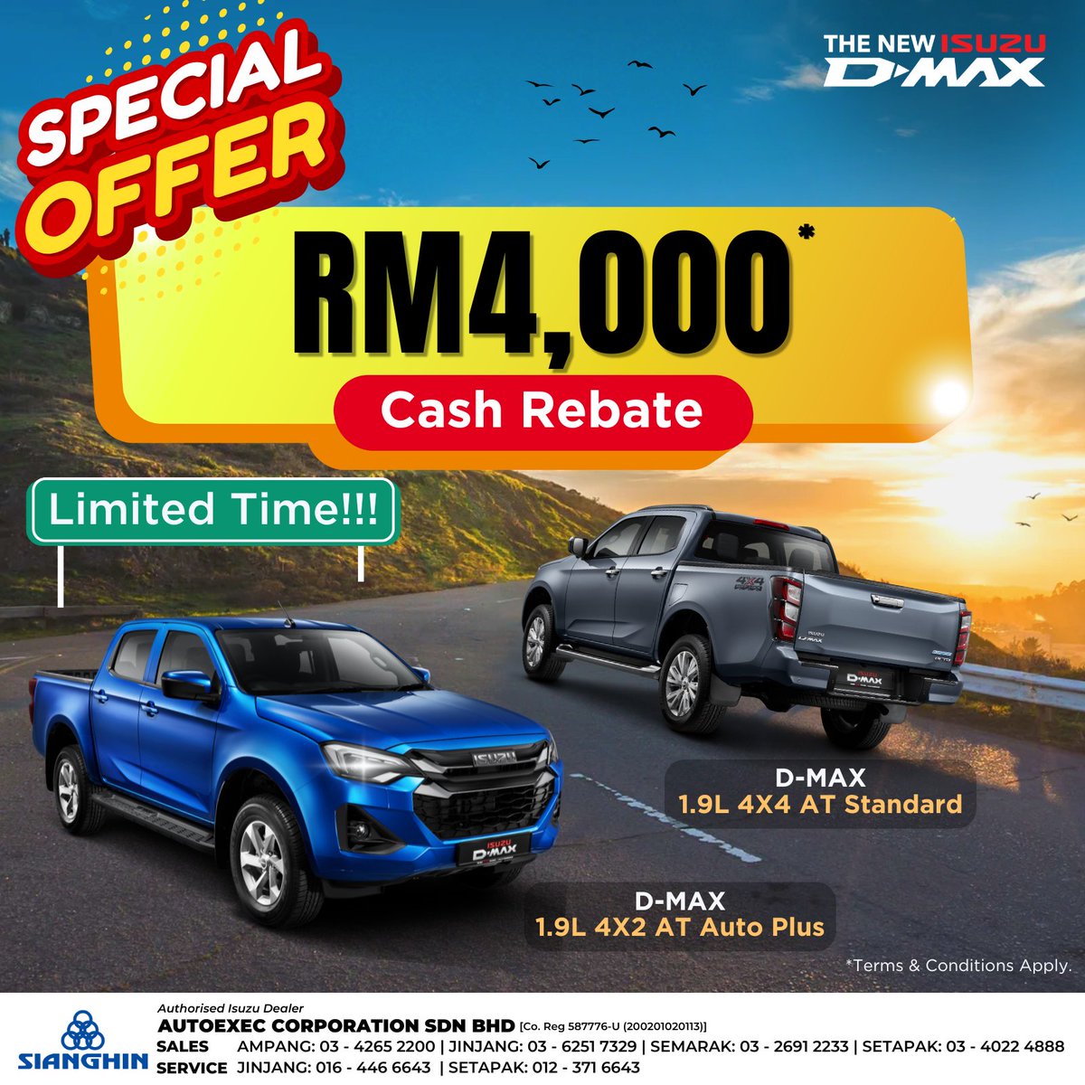 sianghin's tweet image. Cruise into the festive season with the #IsuzuDMax – power, versatility, &amp;amp; comfort in one. Visit our showroom to experience its impressive performance and enjoy an exclusive rebate before year-end!

*T&amp;amp;Cs apply

#Sianghin #Autoexec #Isuzu #IsuzuDMaxMalaysia