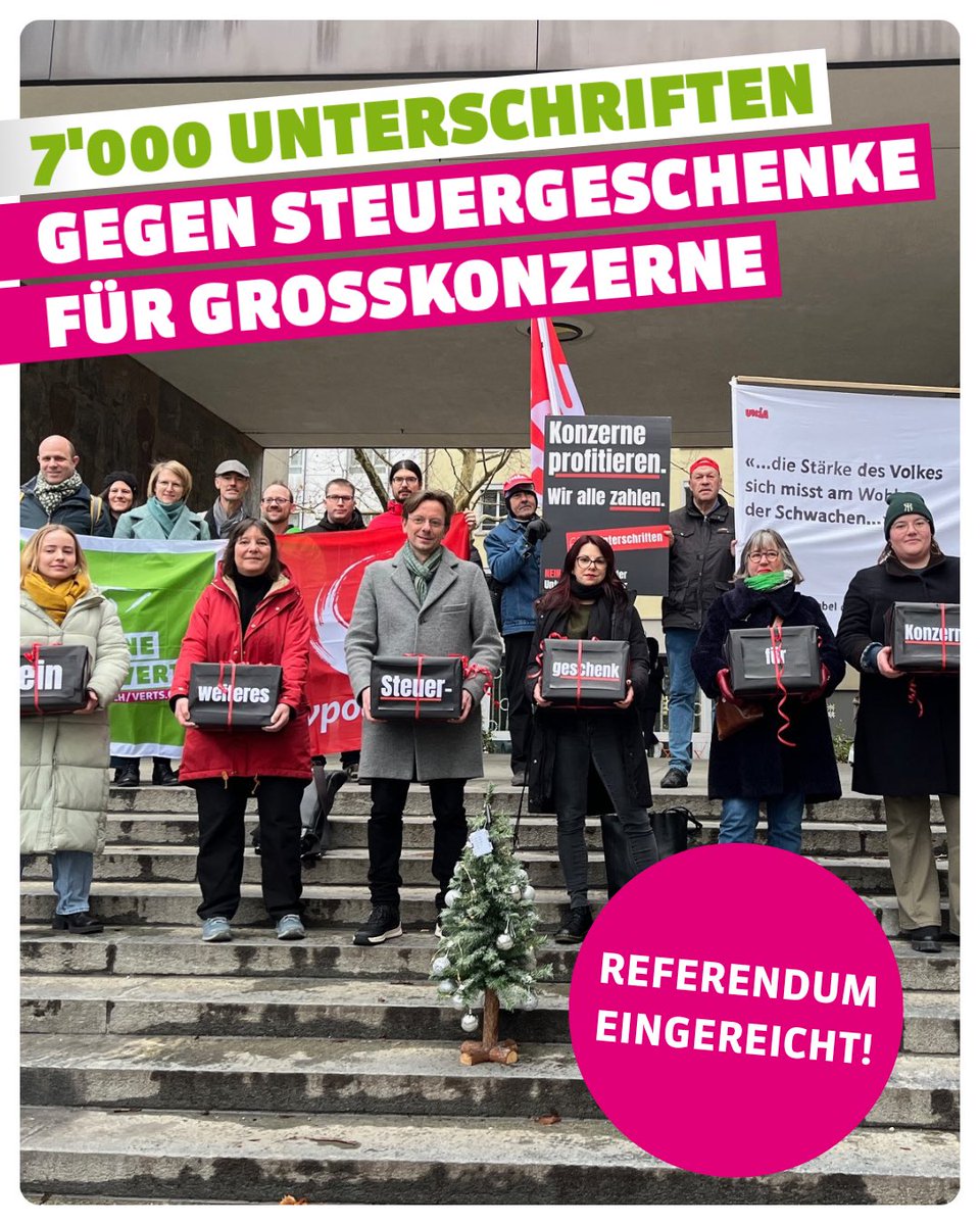 7‘000 Menschen sagen: Keine Steuergeschenke für Konzerne 😡

Nein zu Steuerausfällen in Millionenhöhe, während KMUs, die Bevölkerung und das Klima leer aus gehen. Wir sind bereit für die Abstimmung🔥