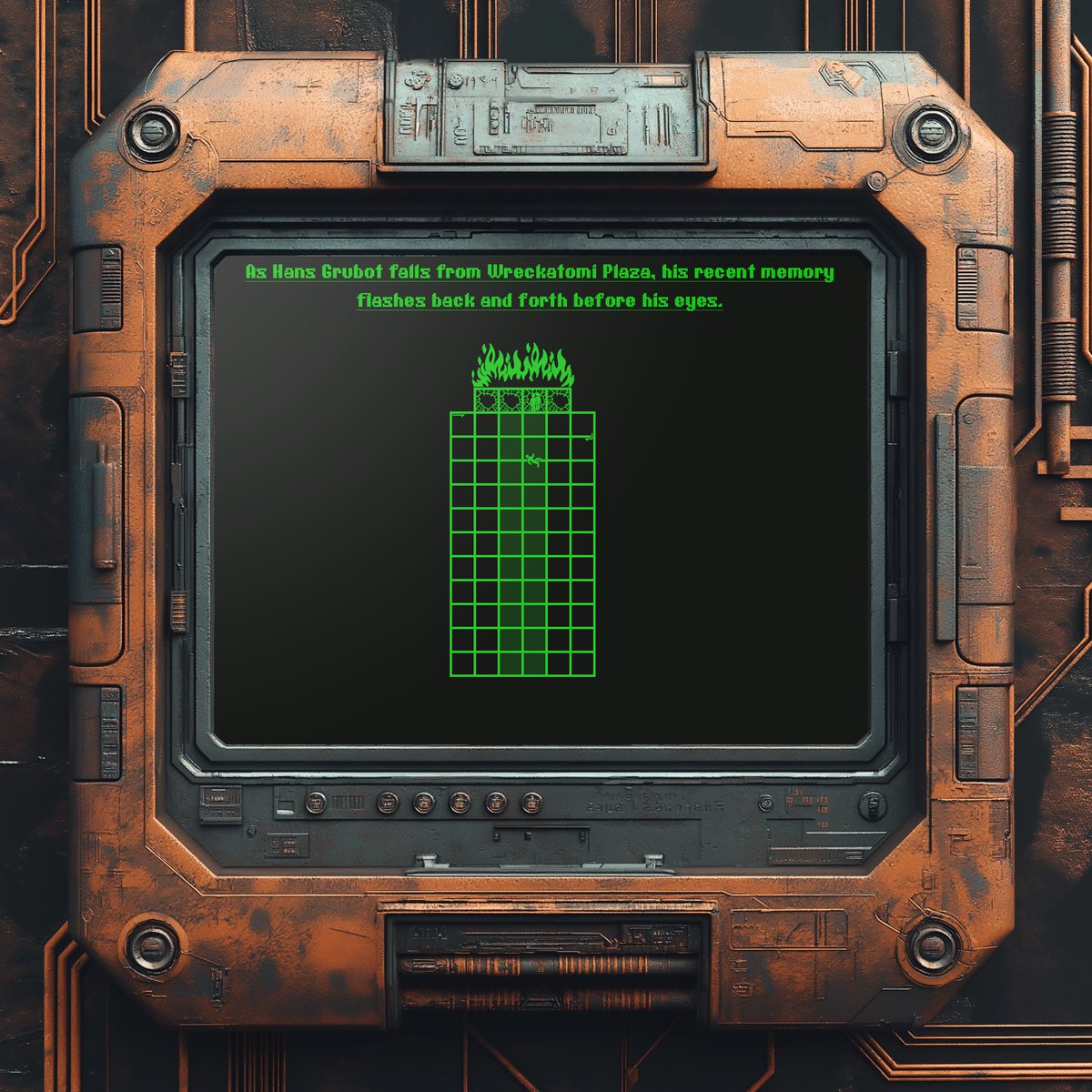 Rustmas 2024-Finale
I fired, the shot striking Hans square in the chest, just grazing Missiletoe. Hans stumbled backward, away from the stairwell and toward a large window already cracked from the earlier rooftop explosion. Dragging Missiletoe with them, Hans dropped their plasma