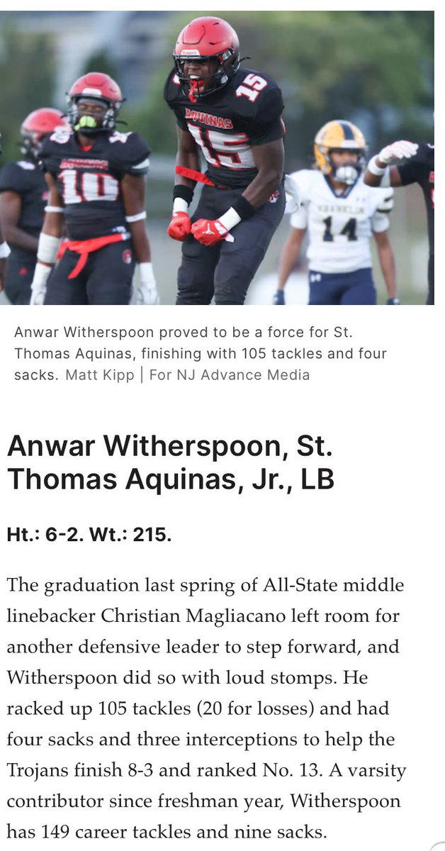 Anwar Witherspoon jr (@anwarwtherspoon) on Twitter photo Blessed to say I have made 1st team all state on defense 🤞🏾🫶🏾 <a href="/CoachBurgz/">matthew fabien</a> <a href="/coachtholman/">Tarig Holman</a> <a href="/STATrojansFB/">STATrojansFootball</a> Blessed to say I have made 1st team all state on defense 🤞🏾🫶🏾 <a href="/CoachBurgz/">matthew fabien</a> <a href="/coachtholman/">Tarig Holman</a> <a href="/STATrojansFB/">STATrojansFootball</a>