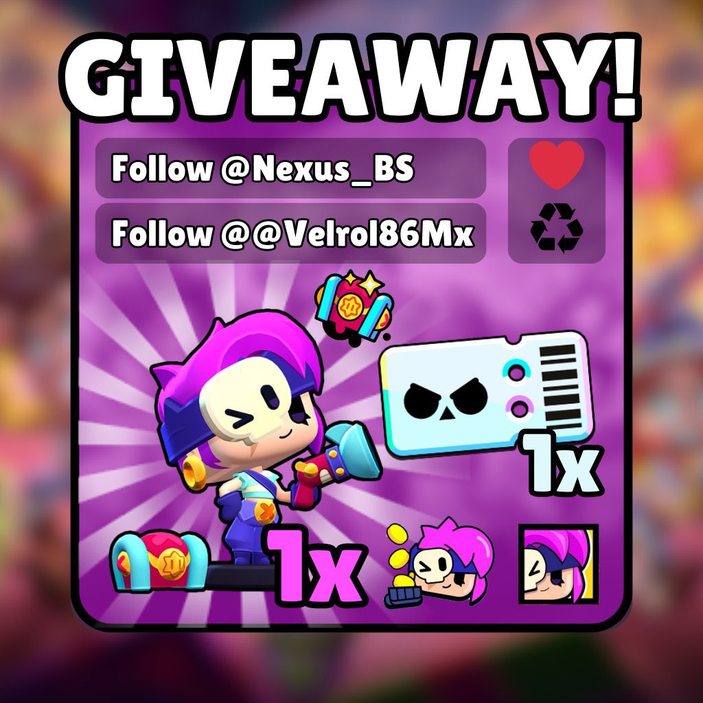 🎁 Giveaway 🎁  

🏆 x1 Brawl Pass Plus  
🏆 x1 Pop Penny Skin

Rules  
⭐ Like and Retweet 
⭐ Follow <a href="/Nexus_BS/">Nexus 🔮</a>  
⭐ Follow <a href="/Velrol86Mx/">velrol</a>  
⭐ Comment any Emoji 💬  

Good luck 🍀  
Winners in 3 days, 24 hours to claim 🥳  

#BrawlStars #Supercell #PopPennyGiveaway