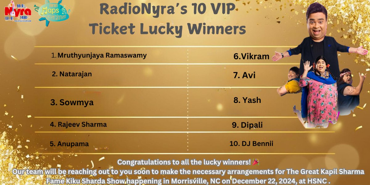 Here are the 10 lucky winners! 
And there’s more to come!
Invite your friends and stand a chance to be the next lucky winner this Friday!
Join our WhatsApp group to win free tickets to shows, and events, and get the latest breaking news:
Please forward to your friends and groups.