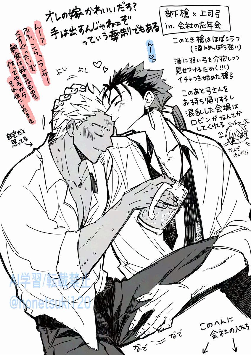 部下槍と上司弓と忘年会
※現パロ槍弓
※デキてる 