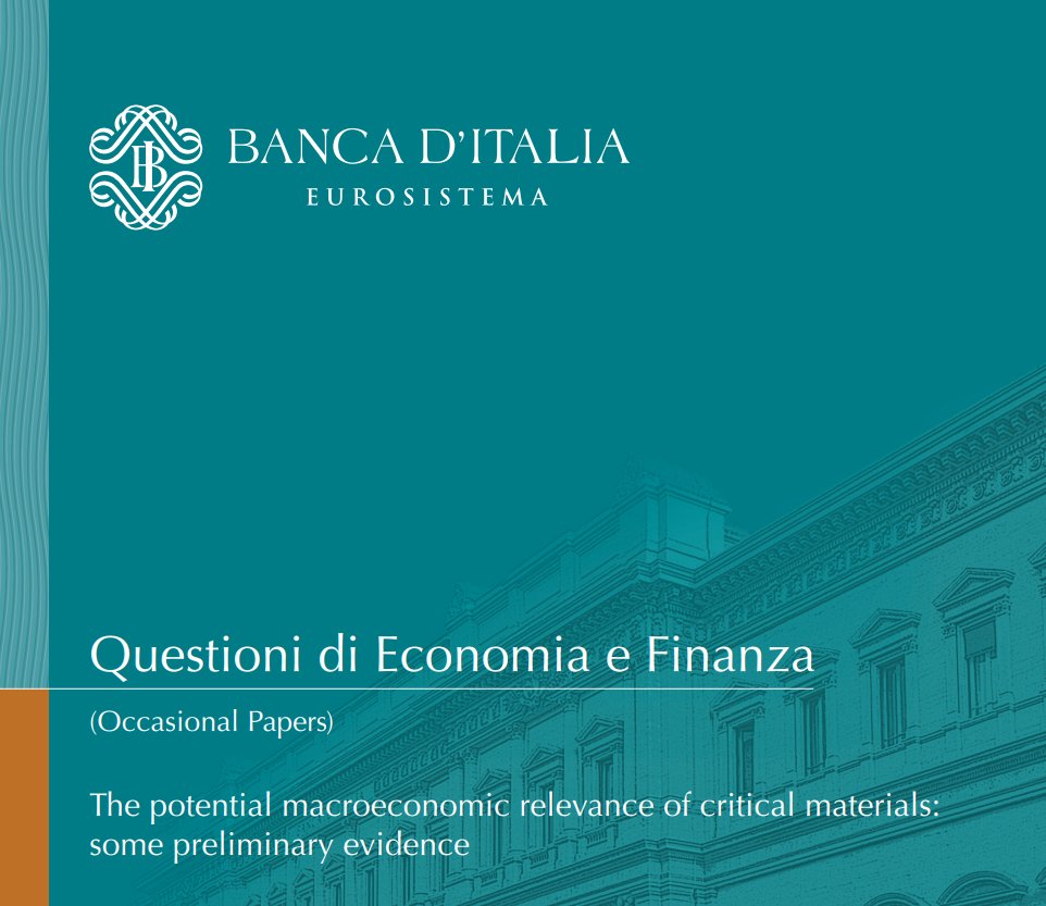 #eTransition
<a href="/bancaditalia/">Banca d'Italia</a>: The potential macroeconomic relevance of critical materials - I materiali critici (CRM) sono il cuore delle #tecnologiegreen: #eolico #batterieEV e #retiintelligenti
👉2030 stima valore complessivo CRM 1 trilioni$ (1% del PIL)
🔗shorturl.at/U9kge