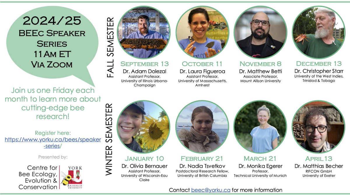BeesYU (@beesyork) on Twitter photo Our #BEEc Speaker Series line up for the Winter Semester is out! Join us for our next session on January 10th and monthly after that for some fascinating talks about all things bee! Sign up for all of the talks on our website today! yorku.ca/bees/speaker-s… Our #BEEc Speaker Series line up for the Winter Semester is out! Join us for our next session on January 10th and monthly after that for some fascinating talks about all things bee! Sign up for all of the talks on our website today! yorku.ca/bees/speaker-s…