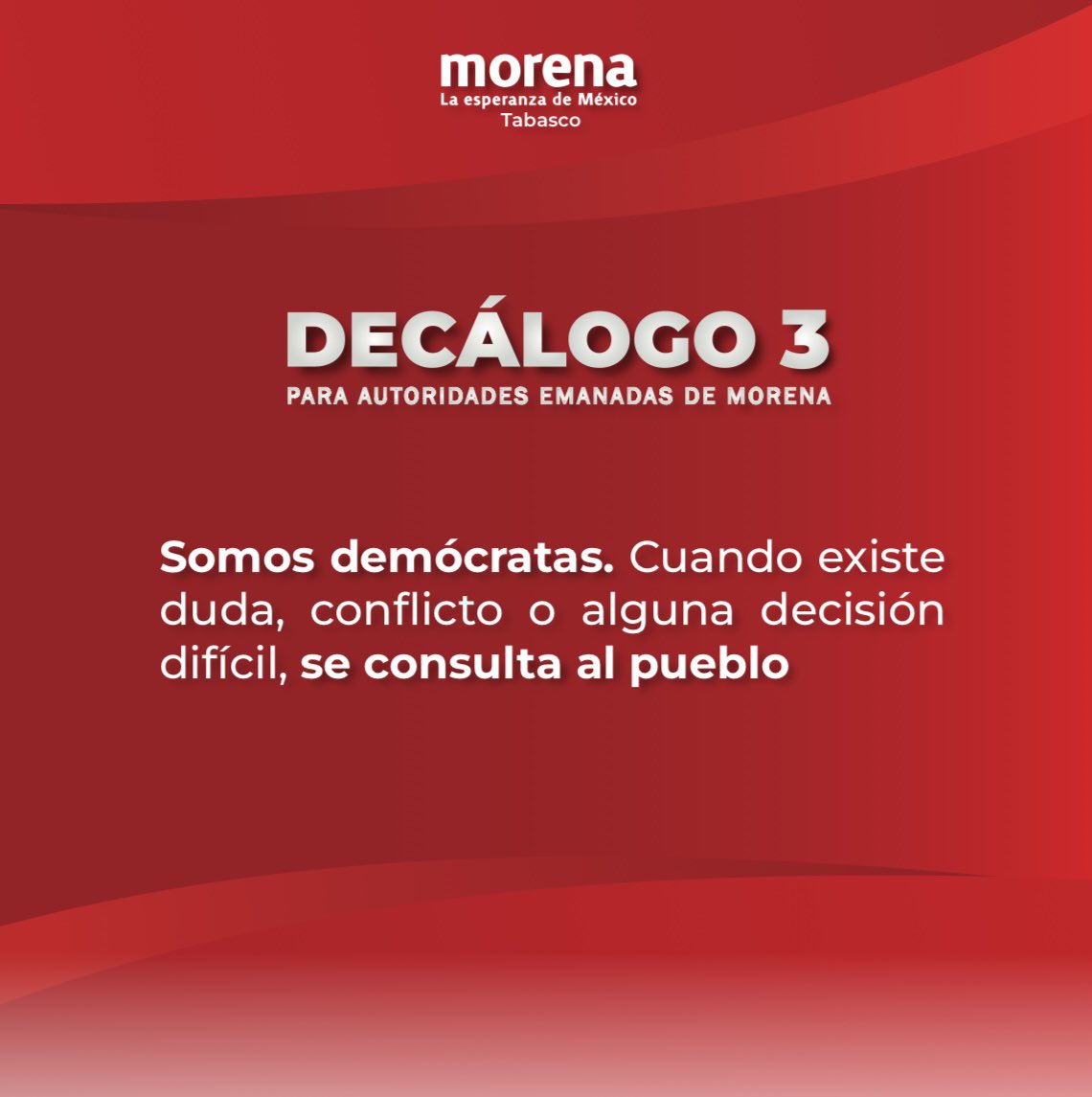 Decidir juntos es nuestra esencia. En Morena, la voz del pueblo guía nuestras acciones. #SomosDemócratas #ConsultaAlPueblo #MorenaTabasco