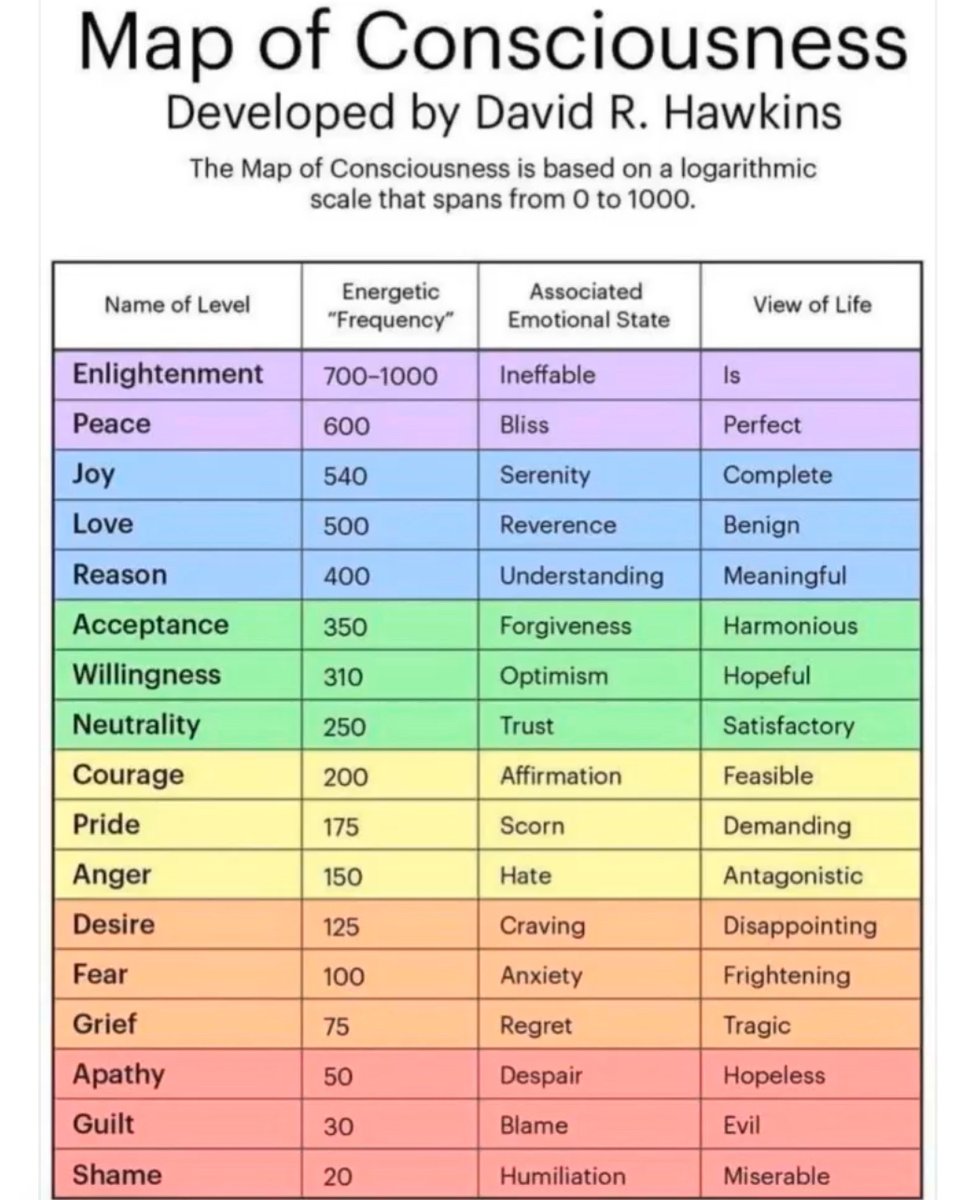 The Map of Consciousness 🌟

This powerful framework by David R. Hawkins reveals the energetic frequencies of emotional states, showing how your consciousness shapes your reality.✨