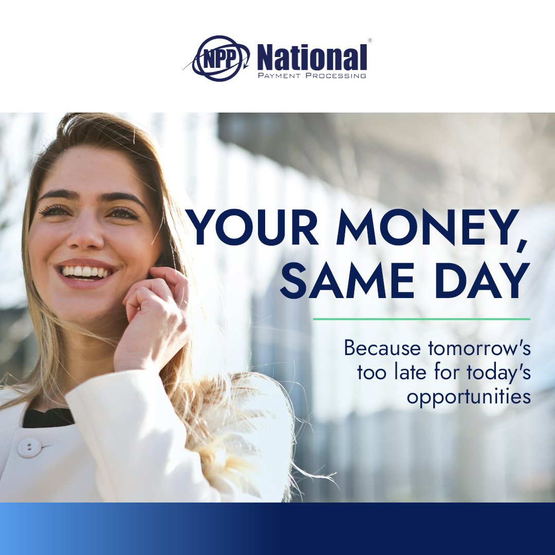 _NPPINC's tweet photo. Your customers pay today—why should you wait days for your money? 💰

Get your card payments the same day with NPP. Because business opportunities won't wait until tomorrow.

DM us to learn more about same-day funding! #SmallBiz #Payments #BusinessGrowth https://t.co/eL6PFnAkpu