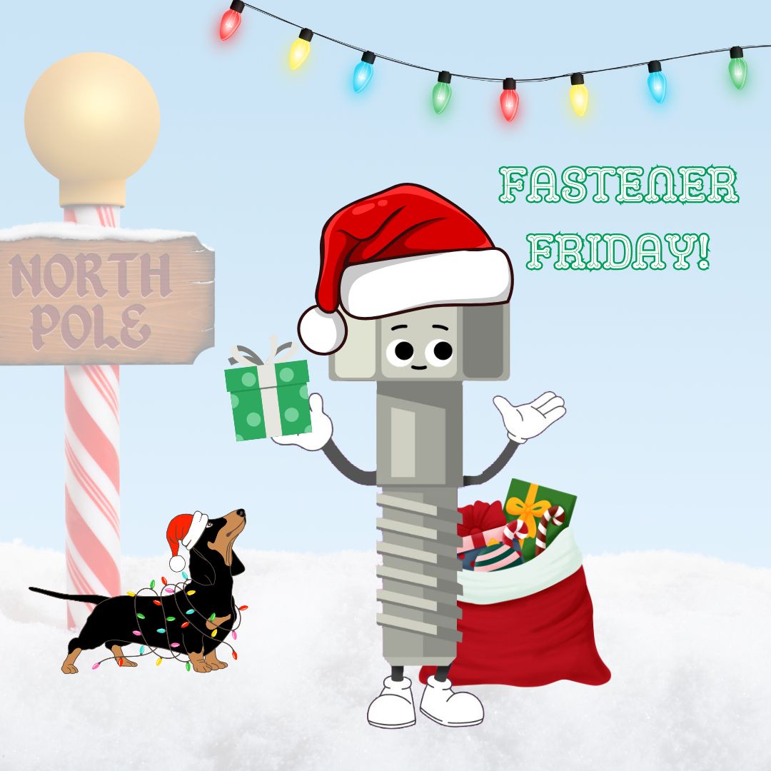 SCFastening's tweet photo. Fastener Friday: Holiday Edition! 🎄

Fastener Freddy has a little helper this week—meet Bolt the Dachshund! 🐾 

We’ve got the fasteners you need  so you can wrap up those projects. 🎁

Don’t let the season pass you by—stop in today or reach out before the holidays. 🎅🛠 https://t.co/IiZjmYaoZW