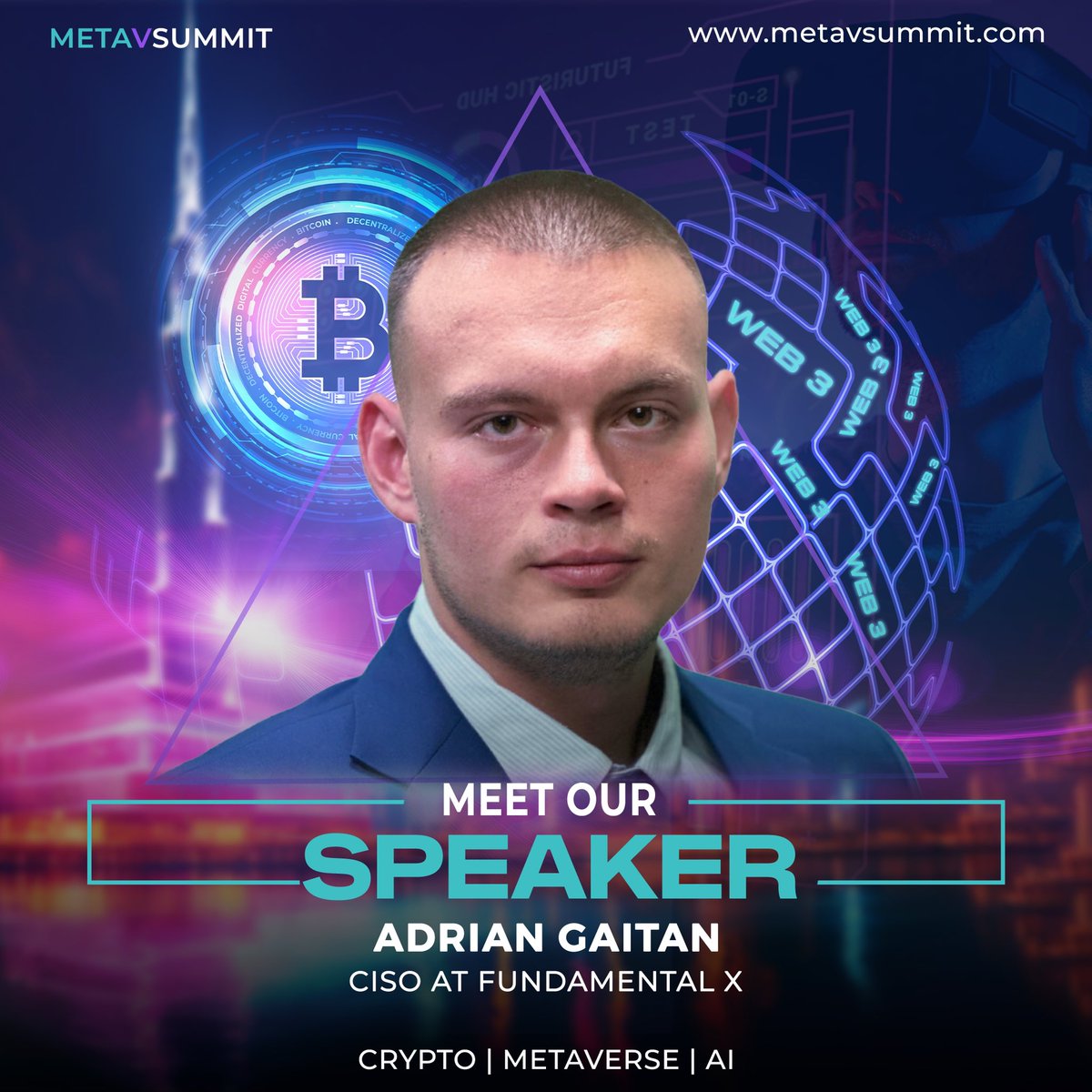 Meet Adrian Gaitan, CISO at FundaMental X, at MetaVSummit 2025! 🚀

Expert in AI, ML, and cybersecurity, Adrian blends agile innovation with offensive security to shape the future of tech.

📅 Jan 7-8, 2025 | 📍 Dubai
👉 Register: metavsummit.com

#MetaVSummit #AI #Web3