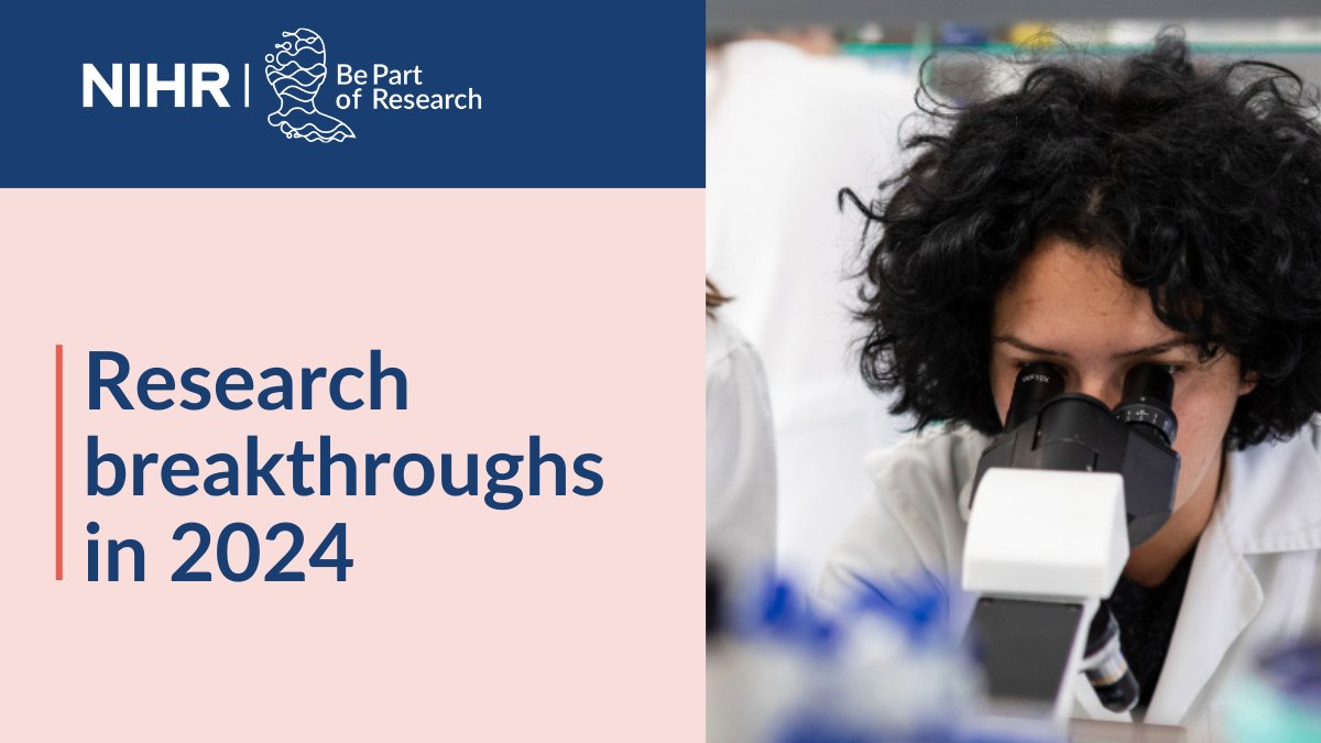 Be Part of Research (@nihrtakepart) on Twitter photo Health and care research is a team effort. It brings together participants, researchers, nurses and doctors.
From olive oil-derived drugs to a digital app for stroke, we take a look at some key breakthroughs in 2024 from the <a href="/NIHRresearch/">National Institute for Health and Care Research</a>
bepartofresearch.nihr.ac.uk/news-and-featu… Health and care research is a team effort. It brings together participants, researchers, nurses and doctors.
From olive oil-derived drugs to a digital app for stroke, we take a look at some key breakthroughs in 2024 from the <a href="/NIHRresearch/">National Institute for Health and Care Research</a>
bepartofresearch.nihr.ac.uk/news-and-featu…