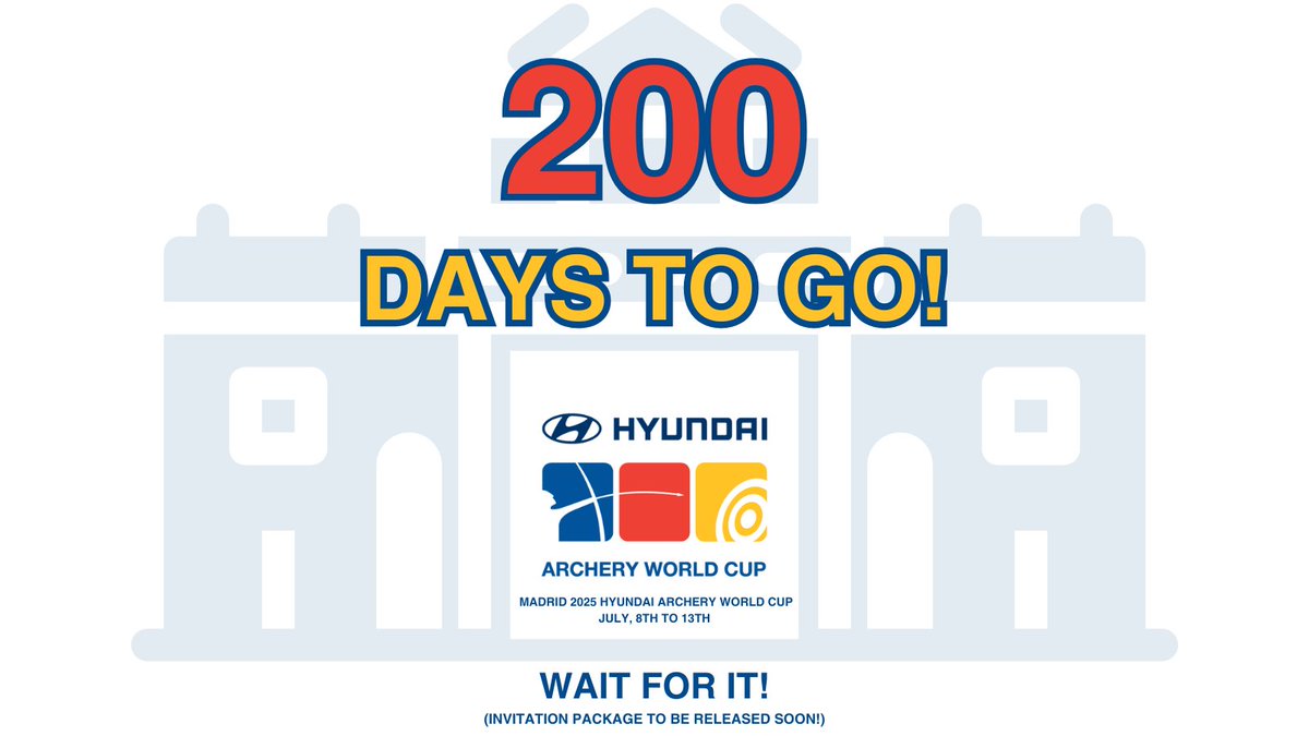 RFETA's tweet photo. ¡200 días para que los mejores deportistas del Mundo vengan a Madrid a disputar la Copa del Mundo Hyundai! ¡¡Qué ganas de que llegue la gran cita!!

200 days for the best archers in the World to join us in Madrid at the Hyundai Archery World Cup!!
Can't wait to see you here!! https://t.co/yFw2BAEkP0