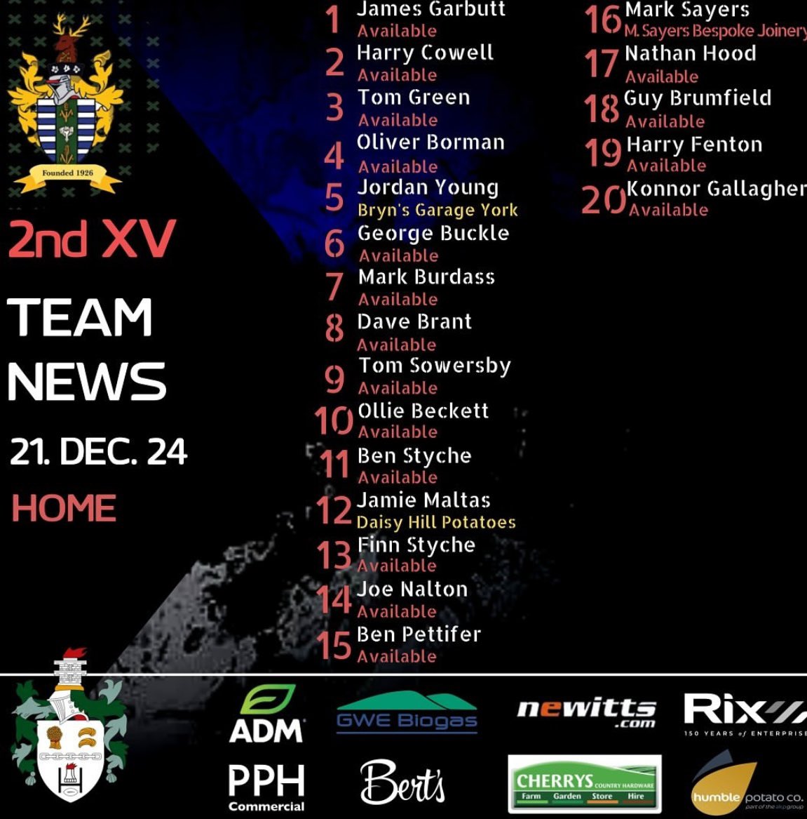 Driffrugby's tweet image. This weekends team sheets. Both 1st &amp;amp; 2nd team welcome @ScunthorpeRUFC to Kelleythorpe. 2pm KO 2pm KO 2pm KO
@WoldsWeekly @NORTHRUGBY1