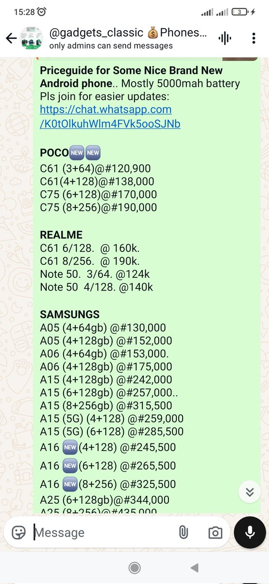 Gadgets_classic's tweet photo. Pls look through this list and comment.

U can send DM also🙏
Kindly Support with recommendations and patronage.
Easier updates on our WhatsApp group. Pls Join https://t.co/FDPbU3qJ5v https://t.co/bpudu5v8FQ