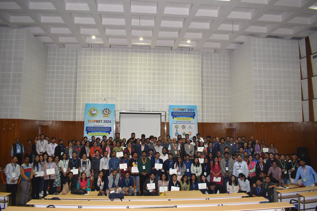 nitrourkela's tweet photo. The Indian Meteorological Society (IMS) organized annual symposium TROPMET 2024 hosted by IMS Rourkela chapter and NIT Rourkela from 10-12 December 2024. The inaugural function of the was held at BBA on December 10, 2024, and was joined by Dr. M. Ravichandran, Secretary of the Ministry of Earth Sciences (MoES), GoI as Chief Guest and Dr. Mrutyunjay Mohapatra (Director General of Meteorology, India Meteorological Department, Government of India) as Guest of Honor in the presence of Prof. K. Umamaheshwar Rao (Director, NIT Rourkela), Guest of Honor.  President IMS Shri Anand Kumar Sharma and Secretary IMS Dr SI Laskar along with Prof. Sk Md Equeenuddin (Chairman, TROPMET 2024) and Prof. Naresh Krishna Vissa (Convenor, TROPMET 2024) were the dignitaries on the stage. 

TROPMET 2024 hosted nearly 400 participants, delegates and award winners at NIT Rourkela. The Local Organizing committee also include Prof. Bhishma Tyagi (Secretary, TROPMET 2024) and Prof. Nagaraju Chilukoti (Co-Convenor, TROPMET 2024) from the Department of Earth and Atmospheric  Sciences, NIT Rourkela. IMS is a premier scientific society of scientists and researchers working in atmospheric and oceanic sciences. 

@EduMinOfIndia @moesgoi @Indiametdept @PIB_Edu @iitmpune  @ncmrwfmoes @TataCompanies @ESSO_INCOIS
@ESSO_NCESS @ncaor_goa @JSPLCorporate @netwebtech @CScientifi13334 @GCRS4SDGs @shivacement