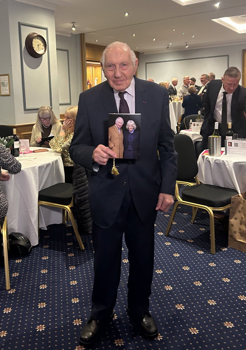 D-Day veteran Mervyn Kersh, who turns 100 today, with his letter from HM the King and Queen Camilla