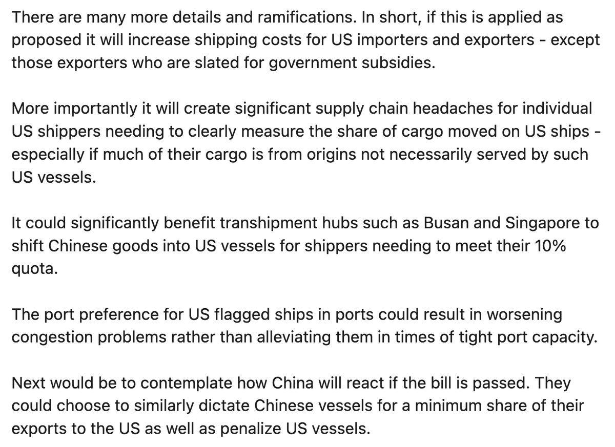 cpgrabow's tweet photo. Shipping expert Lars Jensen on the new SHIPS for America Act: "In short, if this is applied as proposed it will increase shipping costs for US importers and exporters — except those exporters who are slated for government subsidies." https://t.co/KJjZMbhMBa https://t.co/wRrmWr4jM9