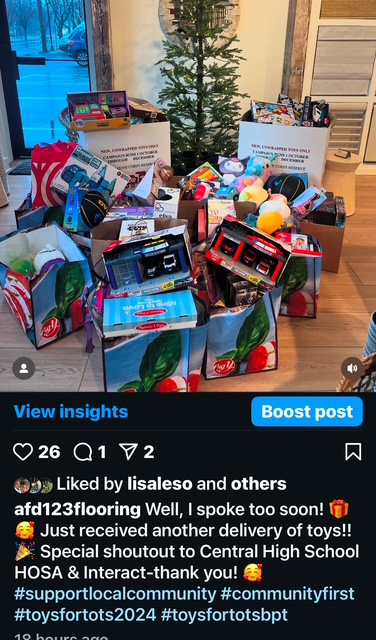 afd123flooring's tweet photo. Spoke too soon...updated @ToysForTots_USA donation photo!  We are blessed with a wonderful and supportive community! Thank you to all who donated.  🎅🎁 https://t.co/r7VTRlBlH6
