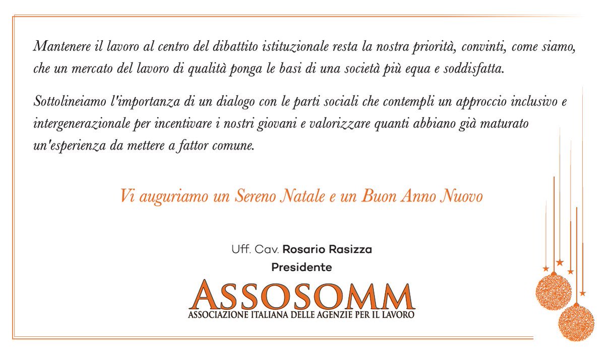 #Assosomm augura a tutti un Sereno Natale e un #BuonAnno Nuovo.