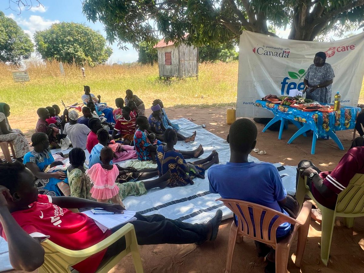 CareSouthSudan's tweet photo. With support from @GAC_Corporate, CARE 🇸🇸 raised awareness on #malnutrition in Torit &amp; Magwi.

Mothers learned about infant feeding, accessing diverse local foods, &amp; hygiene. Part of the FEED II project with @worldvisioncan &amp; @WarChildCAN.

#FoodSecurity #WomenEmpowerment https://t.co/VdJXePyGIG