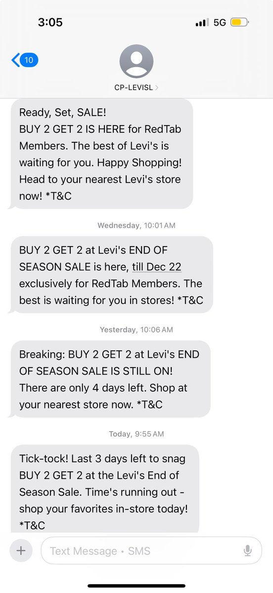 DivyaSh38914254's tweet photo. Hey @LEVIS sad to see your words have no value. Got these messages about In-store offers repeatedly on our number. But your stores refuse to honour your message. Why are you resorting to such scams to bring customers to store!? Very disappointing. You wasted my time. https://t.co/Jg1FX5NKKV