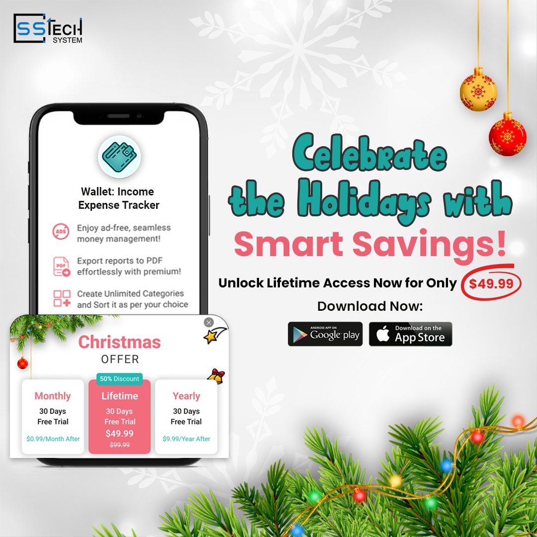 sstech_system's tweet image. 🎄✨ Celebrate Christmas with Wallet: Income Expense Tracker! ✨🎄

𝗙𝗼𝗿 𝗶𝗢𝗦: apps.apple.com/in/app/wallet-…

𝗙𝗼𝗿 𝗔𝗻𝗱𝗿𝗼𝗶𝗱: play.google.com/store/apps/det…

#sstechsystem #moneymanager #expensemanager #ChristmasOffer #WalletApp #MoneyManagement #ExpenseTracker #ChristmasDeals