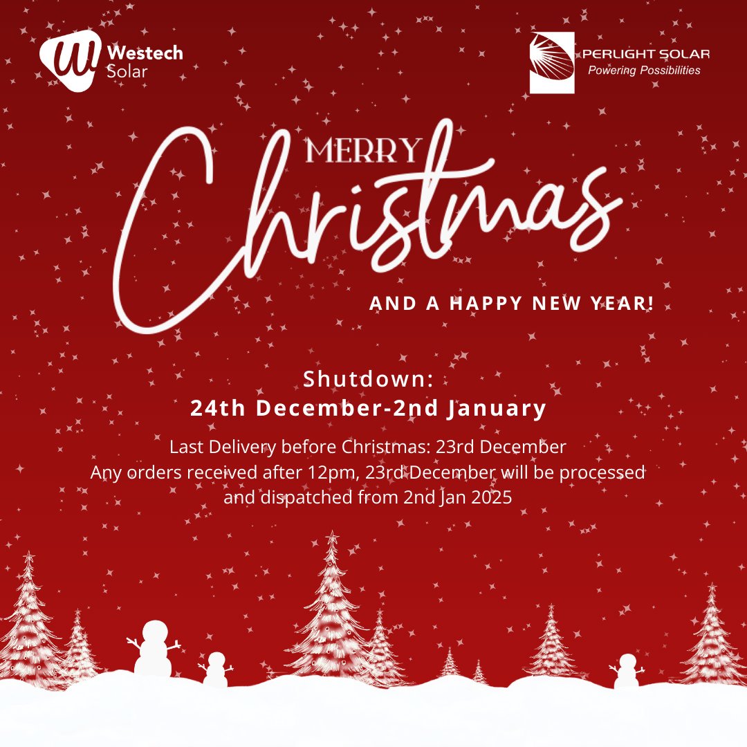 Merry Christmas from the Westech Solar team! 🎄We hope you have an amazing holiday season filled with joy, love, and cheer 🥳
 
Thank you for all your support during 2024. See you in the New Year! 🎉
 
#SolarEnergy #HolidayBreak #MerryChristmas #SustainableFuture #SeeYouIn2025