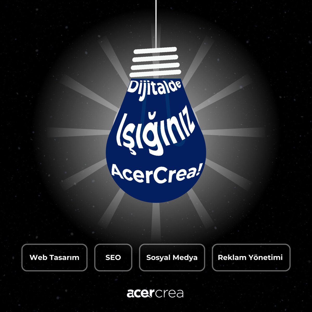 Karanlıkta bir ışık fark yaratır. 🌟
 
İşte AcerCrea'nın sizin için sunduğu ışık kaynakları:

📈 SEO
📱 Sosyal Medya
🌐 Web Tasarımı
🎯 Dijital Reklam
 
👉 Dijital dünyada ışığınız AcerCrea olsun, sizi karanlıkta bırakmayalım! 🚀
 
🌐 acercrea.com
📞 0545 575 49 04