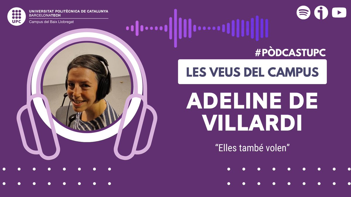 UPCLlobregat's tweet photo. 📢2n Episodi de Les Veus del Campus!
La professora de l'EETAC, Adeline de Villardi ens explica com es va despertar el seu interès per la #ciència en general i per l’#aeronàutica en particular.
👇👇
https://t.co/hNJGlu2uPw
#podcastUPC #lesveusdelcampus #aquiSTEAM #MesDonesUPC https://t.co/HdcdlsMiqF