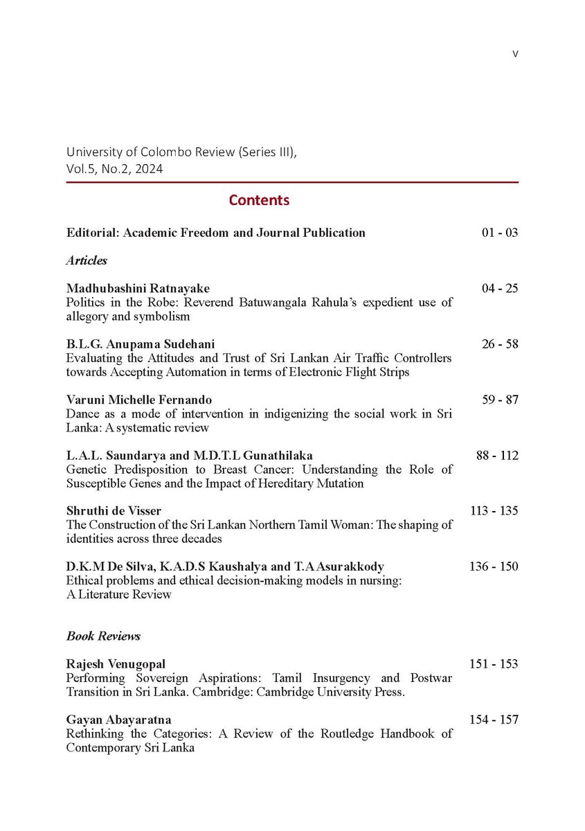 University of Colombo Review tweet media