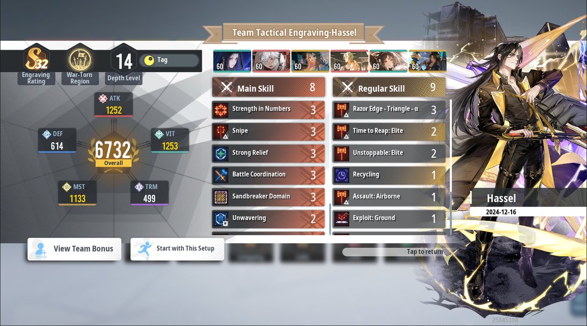 kikimorkino's tweet photo. Checked the weekly rankings and wow, my Hassel is rank 1 in my time zone atm. Hassel is off-meta, but still playable (I like his gameplay but understand why he falls off). Sharing my build; it 200% can be improved and I feel motivated to make it better now. #AshEchoes #Hassel https://t.co/dRx0CXH2pK