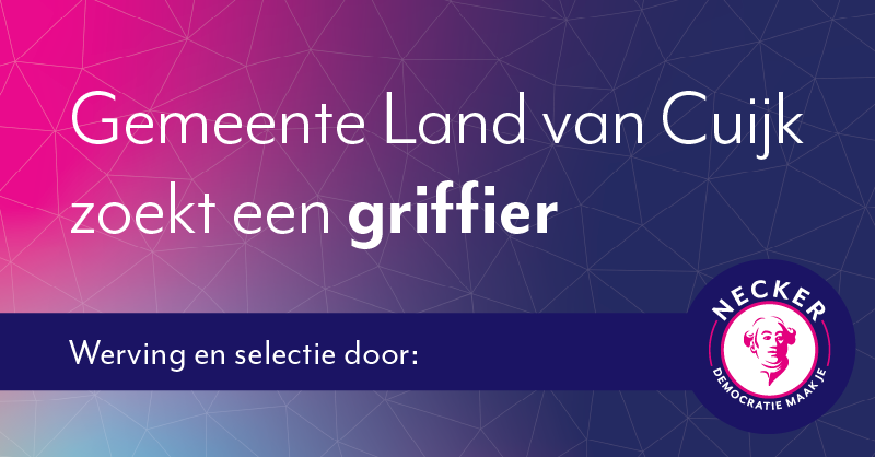 VACATURE | Gemeente Land van Cuijk zoekt een verbindende griffier die de raad weet te inspireren en begeleiden, én de connectie kan maken in het griffieteam, het gemeentehuis en daarbuiten. 
Interesse? Reageren kan t/m 12 januari
necker.nl/vacature-griff…

#vacature #griffier