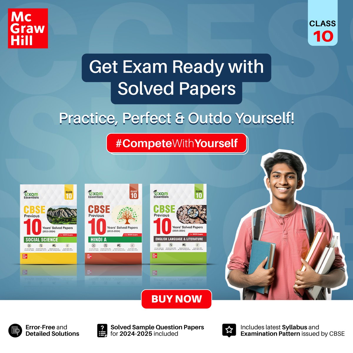 MHEducationIN's tweet photo. Unlock Your Potential!
#CompeteWithYourself
CBSE Class 10 papers (2015-2024) with solutions! Includes 2024-25 sample papers, marking schemes, and trend analysis. Ace your exams with confidence! ��🎓
Buy now: https://t.co/NUBKxdXnBx
#Schoolpreviousyearquestions #McGrawHill https://t.co/34zAT8PRIN