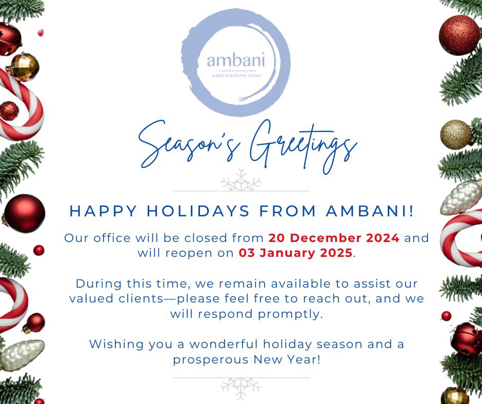 AmbaniRPM's tweet photo. Season’s Greetings from all of us at Ambani! Please take note of our holiday closure dates. Wishing you a joyful festive season and a prosperous New Year!

#SeasonsGreetings #HappyHolidays #AmbaniRPM #TheBestThereIs #PublicRelations #ReputationManagement https://t.co/I16csl1pNw