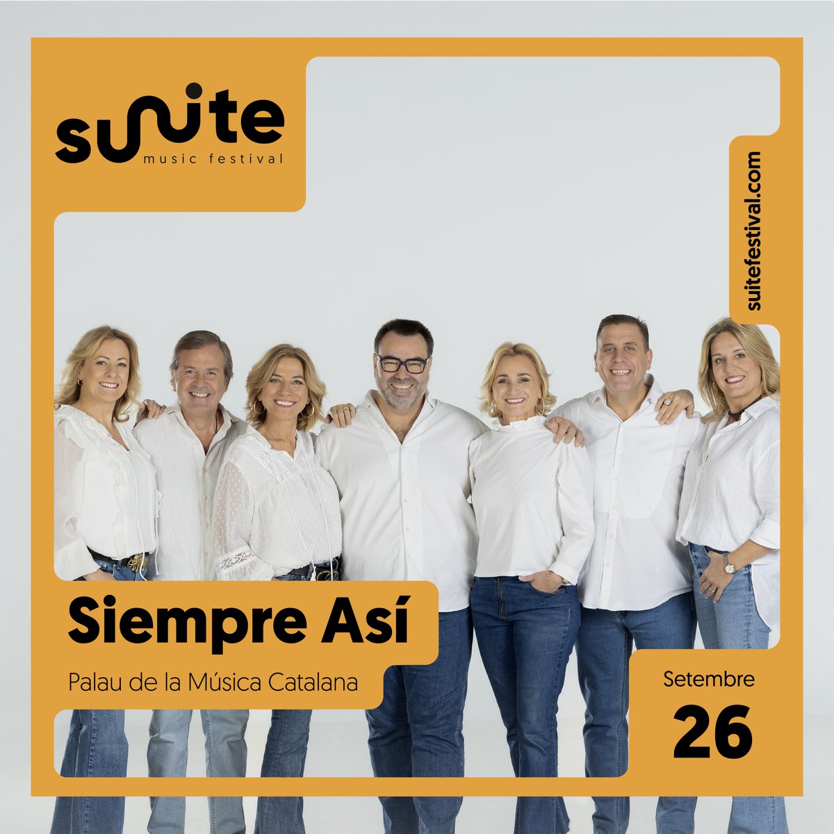 No et perdis el concert de <a href="/SiempreAsi_Ofic/">Siempre Asi Oficial</a>  el proper 26 de setembre al Palau de la Música Catalana!

Prepara’t per viure una nit única amb la seva inconfusible fusió de flamenc, pop i música tradicional andalusa.

🎟️ Entrades a la venda a suitefestival.com