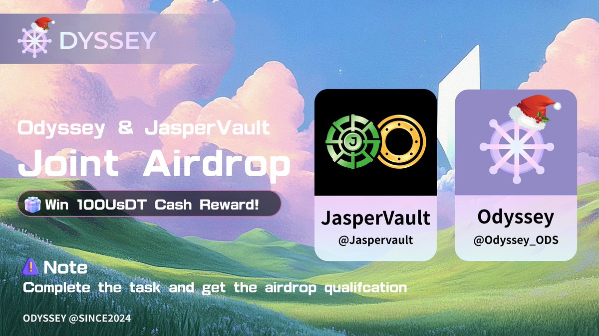 🎉  <a href="/jaspervault/">JasperVault | Peer-to-Peer Interoperable Options</a> and Odyssey have come together to give you a treat!

Randomly select ODS empty investment qualifications and USDT airdrop rewards🚀

🌟 Steps to participate:
1️⃣ Follow <a href="/jaspervault/">JasperVault | Peer-to-Peer Interoperable Options</a> 
2️⃣ Follow <a href="/Odyssey_ODS/">Odyssey</a> 
3️⃣ Like and retweet this tweet!
4️⃣ Join  ODYSSEY