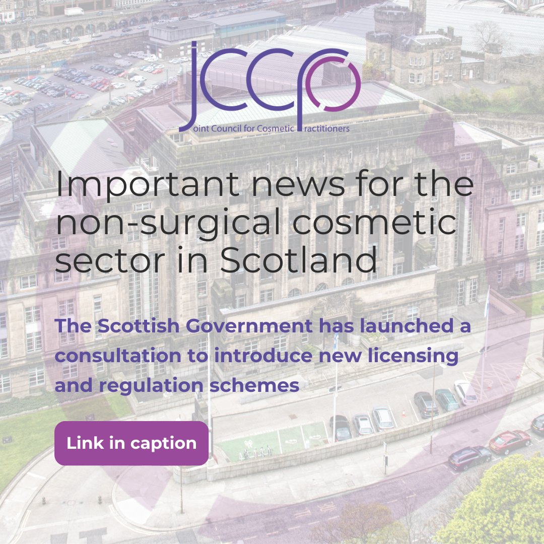 The Scottish Gov has launched a consultation to introduce new licensing and regulation schemes for non-surgical cosmetic procedures, aiming to improve safety and reduce the risks of "botched" treatments.

Read more here: bit.ly/3ZOXkZQ