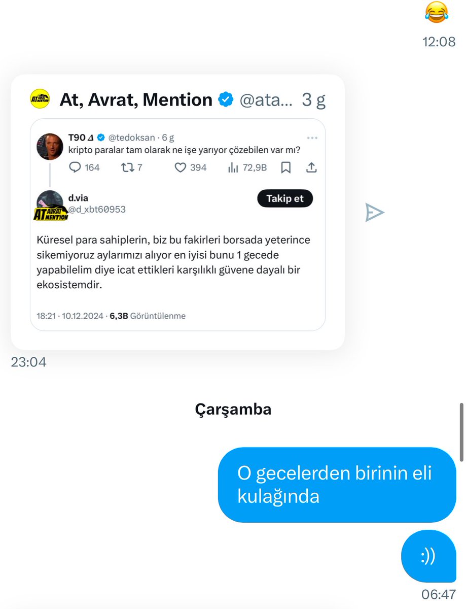 Çarşamba günü bir arkadaşımla aramızda geçen mizah ararsan var, ekonomi duayenliği ararsan var tarzı bir diyalog 😬