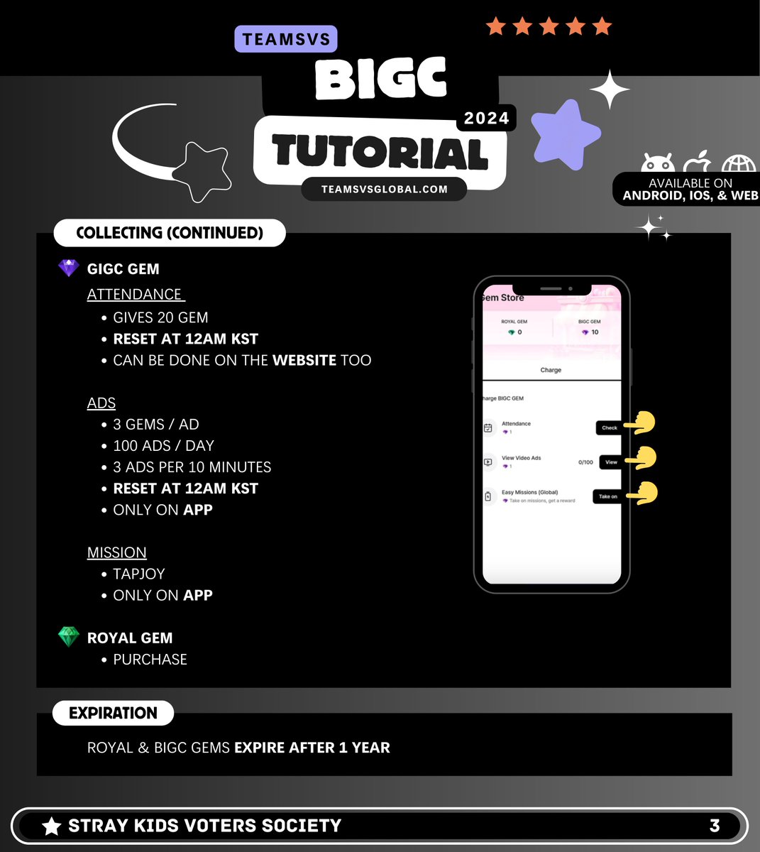 TeamSVS's tweet photo. [🖤 BIGC TUTORIAL]

STAYs 📢
Follow the guide below to create accounts and collect in BIGC!

Vote for #StrayKids in HMA Main Artist of the Year poll 🏆
📅 STARTS: December 23

🗳️50% Whosfan + 50% BIGC
❌Don’t vote Global Artist

🔗 https://t.co/6b0QQ1Lnob https://t.co/npk6bIn0lc