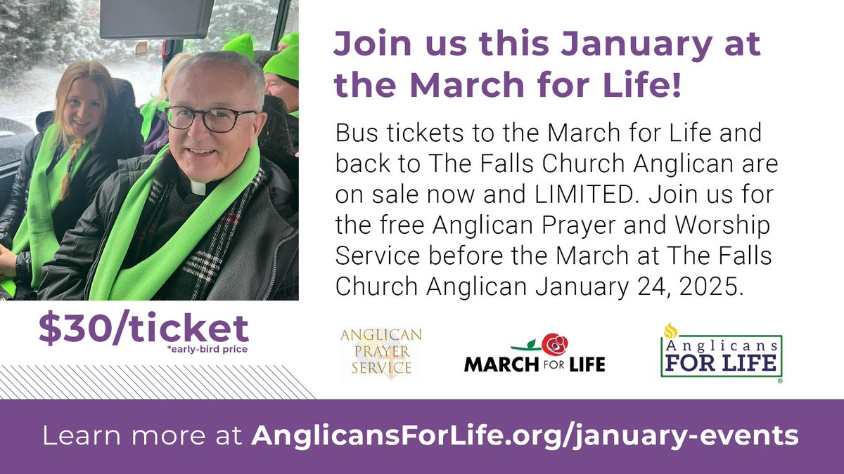 Anglicans4Life's tweet image. Need a place to be this January?  Join us for the Anglican Prayer and Worship Service and a ride to the March for Life 2025!  Reserve your spot today ➡️ anglicansforlife.org/january-events/

#MarchForLife2025 #StandForLife #AnglicanPrayer
