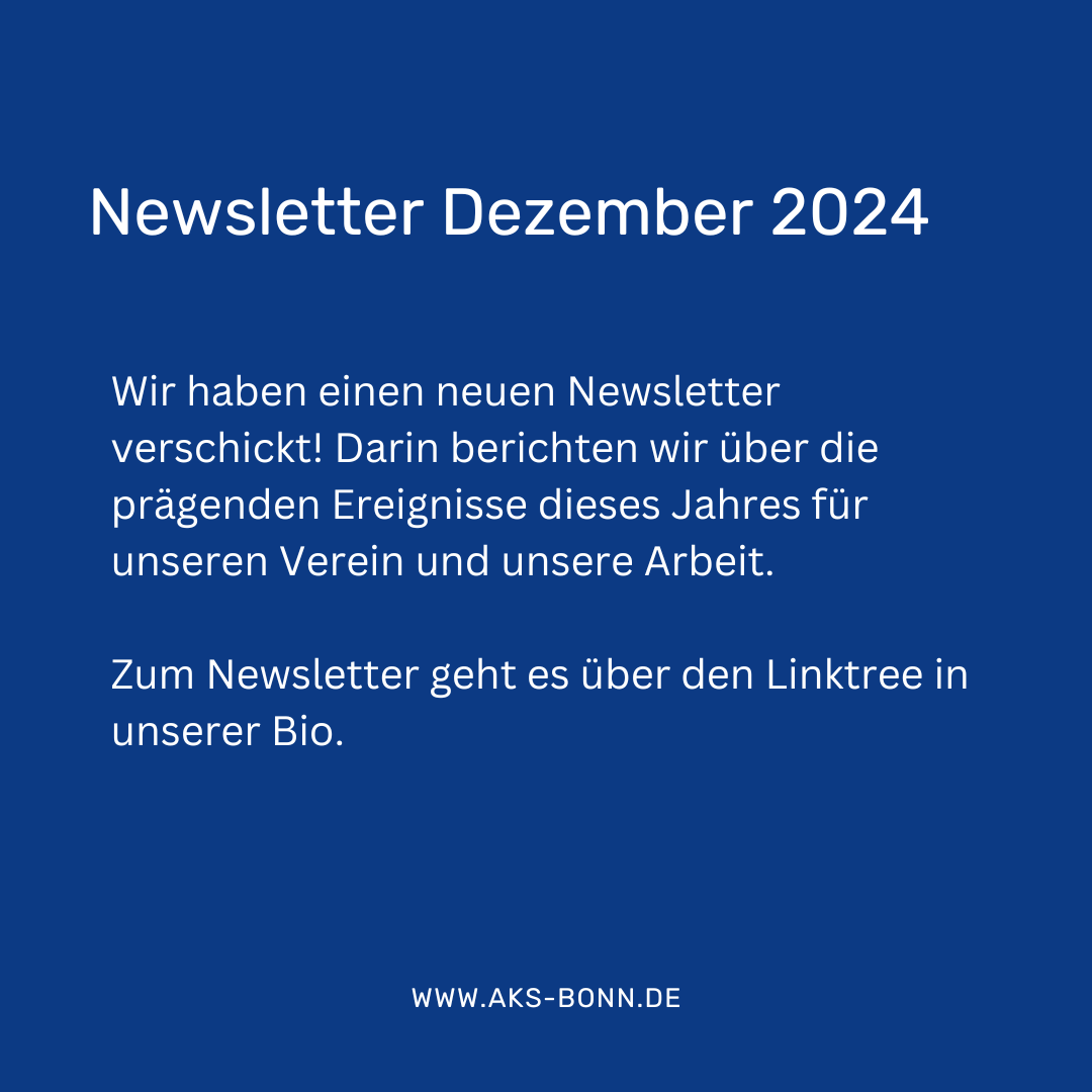 aksbonn's tweet photo. Zum Jahresende gibt es einen aktuellen Newsletter von uns. Viel Spaß beim Lesen! 💙 https://t.co/1biSDGjRdw