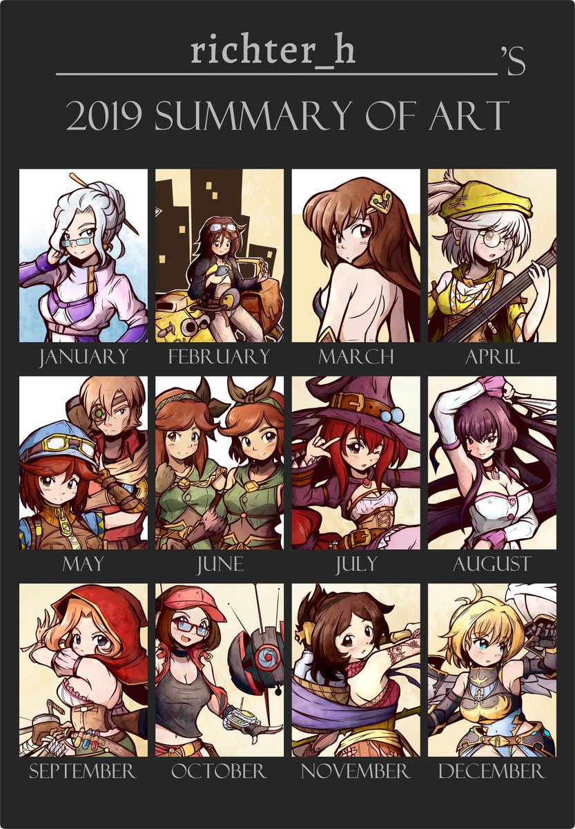 ~2019 Art Summary~
Probably one of most productive years for me. The golden moment of Eremidia Project revival sprinkled with many OC redesigns by yours truly.
In 2019, I took more time learning complex designs and details--something most of Eremidia OCs don't have.