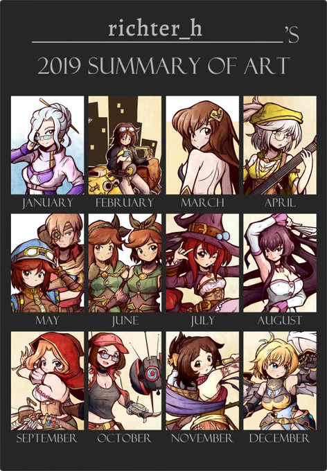 ~2019 Art Summary~

Probably one of most productive years for me. The golden moment of Eremidia Project revival sprinkled with many OC redesigns by yours truly.

In 2019, I took more time learning complex designs and details--something most of Eremidia OCs don't have. 