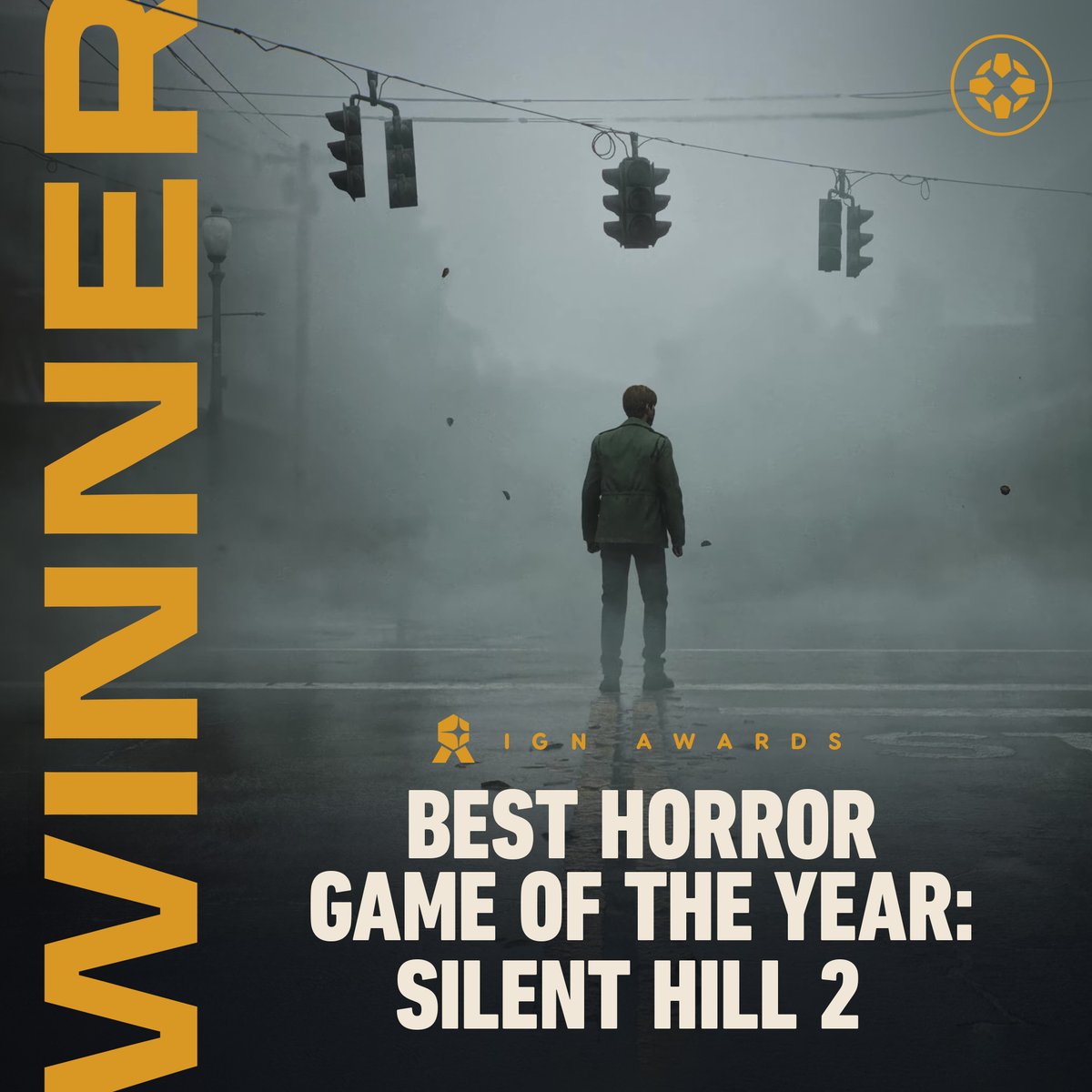 BlooberTeam's tweet photo. SILENT HILL 2 has just been named the Best Horror Game of 2024 at the @IGN Awards! 📻🟥

Our goal has always been to deliver the best horror gaming experiences possible. So we would like to express our deepest gratitude for the honor you've bestowed upon us. 
 
#IGNAwards #SILENHILL #BlooberTeam