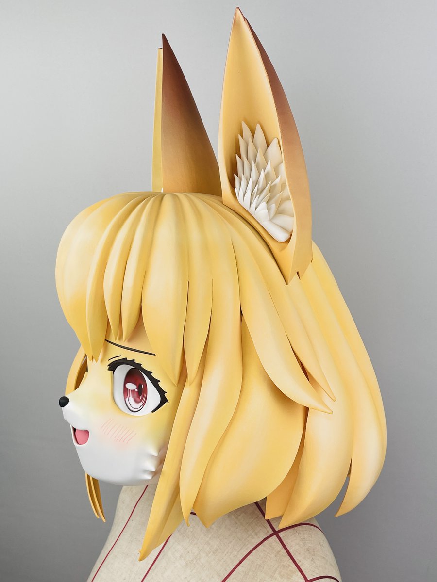 tokalcms's tweet photo. 以前弊工房で制作した着ぐるみマスク用にケモノ系の交換表情パーツを作りました。弊工房製のマスクは標準仕様として髪から顔面を外せるようになっているので、このように表情パーツを後から追加することもできます。今回は目と口の替えパーツ付き仕様です。 https://t.co/4Ov8JJHcY6