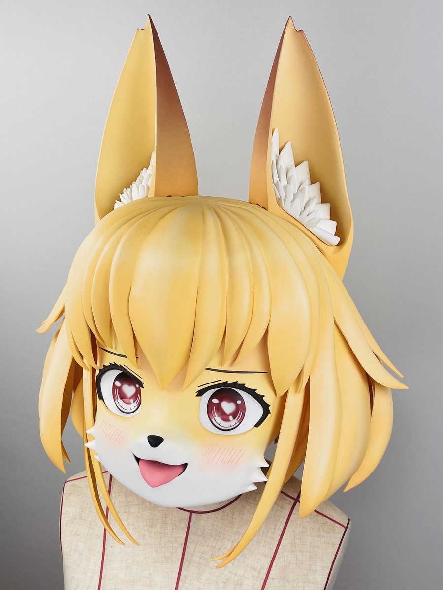 tokalcms's tweet photo. 以前弊工房で制作した着ぐるみマスク用にケモノ系の交換表情パーツを作りました。弊工房製のマスクは標準仕様として髪から顔面を外せるようになっているので、このように表情パーツを後から追加することもできます。今回は目と口の替えパーツ付き仕様です。 https://t.co/4Ov8JJHcY6