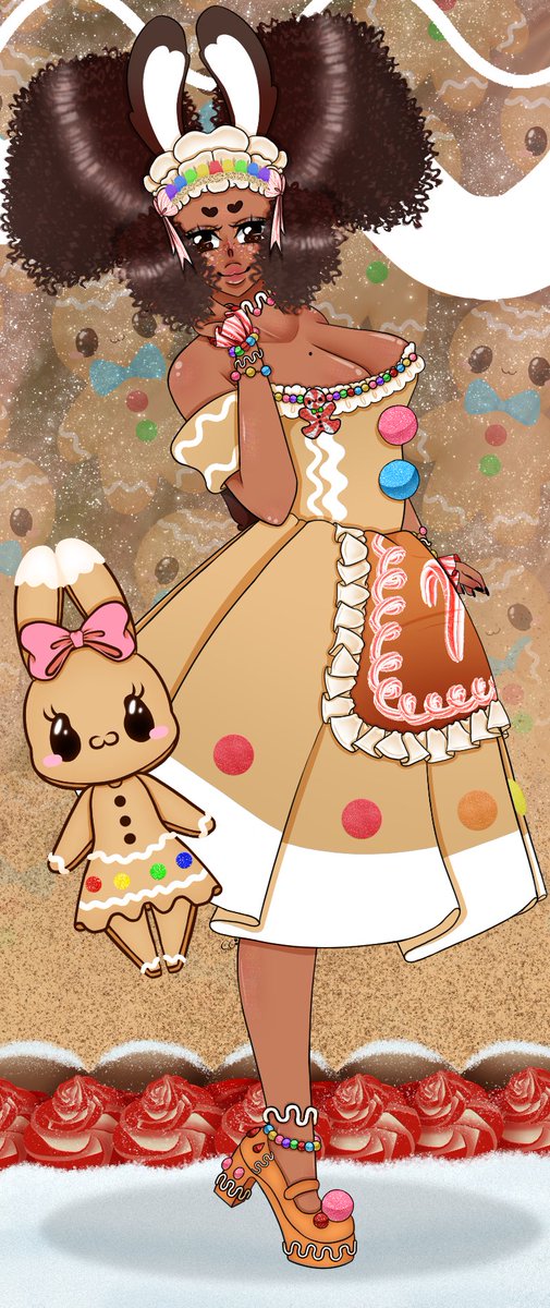 I had got a new tablet a month ago but I was going through some things at the time so I didn't have it in me to draw but I just finished a Christmas one and I think she turned out cute~