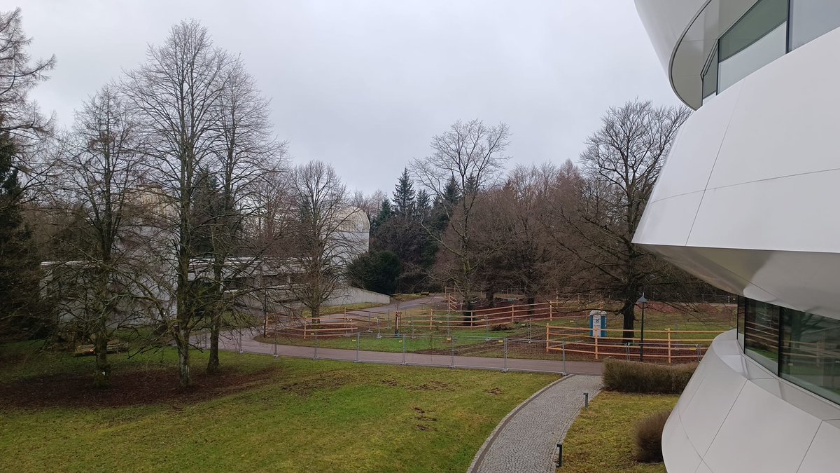 Haus der Astronomie 💫 (@hdastro) on Twitter photo Nein, keine Pferdekoppel sondern ein Schutzzaun für die Bäume entlang der Baustelle für den neuen Gebäudeteil vom <a href="/mpi_astro/">Max-Planck-Institut für Astronomie</a> 😅 Nein, keine Pferdekoppel sondern ein Schutzzaun für die Bäume entlang der Baustelle für den neuen Gebäudeteil vom <a href="/mpi_astro/">Max-Planck-Institut für Astronomie</a> 😅