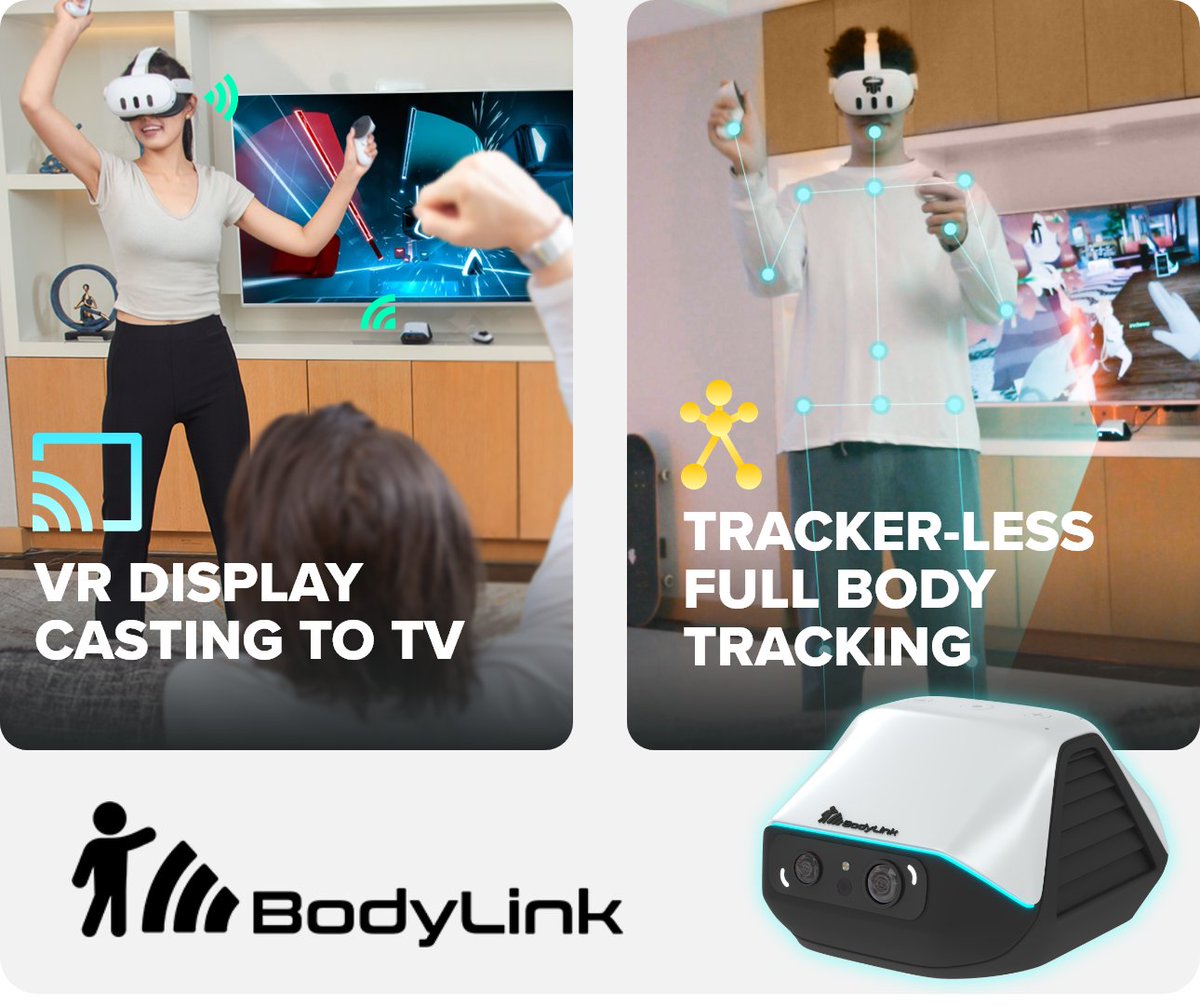 Easy VR Full Body Tracking is coming with BodyLink, no trackers required, as well as casting VR gameplay to your TV or share on social media.

🚀 Launching New Year’s Day on Kickstarter!📷➡️bit.ly/3BG4p7i

#BodyLink  #KickstarterLaunch  #VR  #AR #RebuffReality