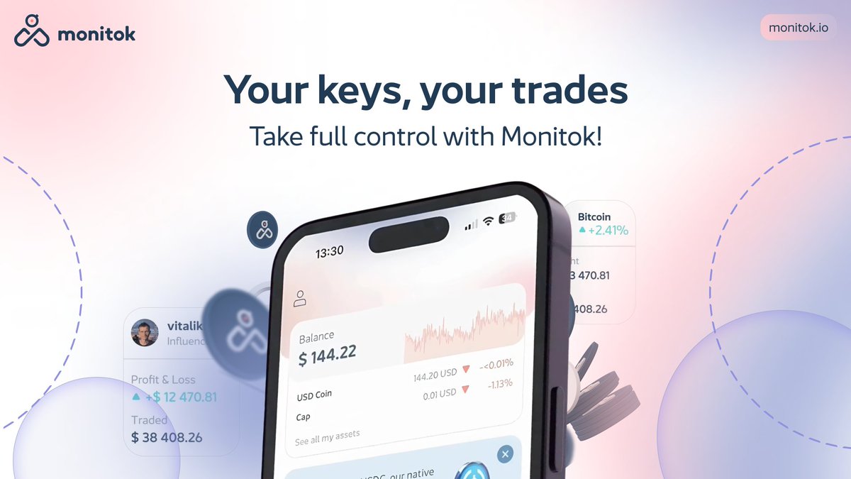 🔐In the world of crypto, control is everything! At Monitok, we believe that you should always have the final say over your assets, that’s why our self-custodial wallet lets you take the lead.

With this feature your private keys remain in your hands, ensuring maximum security,